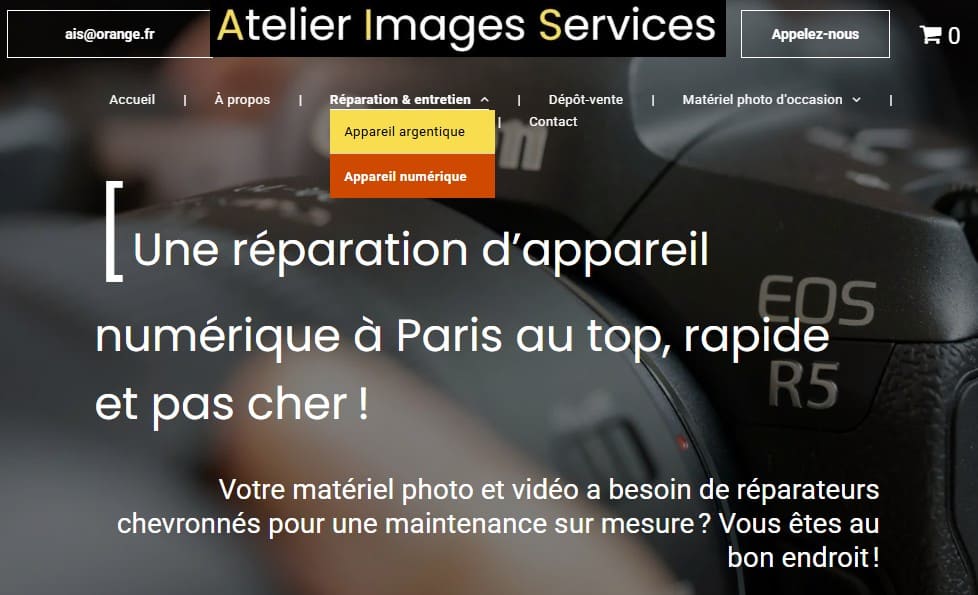 Où faire réparer son appareil photo à Paris ? site web atelier images services a paris