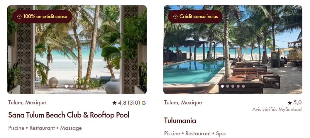 Code promo MySunBed : -5€ sur votre transat privé au Mexique ! plages privees mexique mysunbed