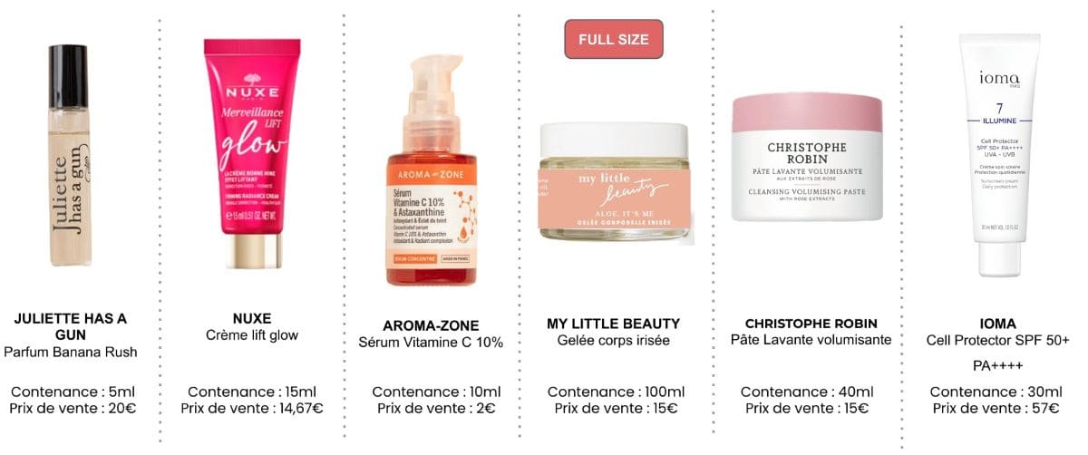 My Little Box été 2026 : 123€ de produits à 20,90€ contenu box beaute my little box juin juillet 2026 - produits