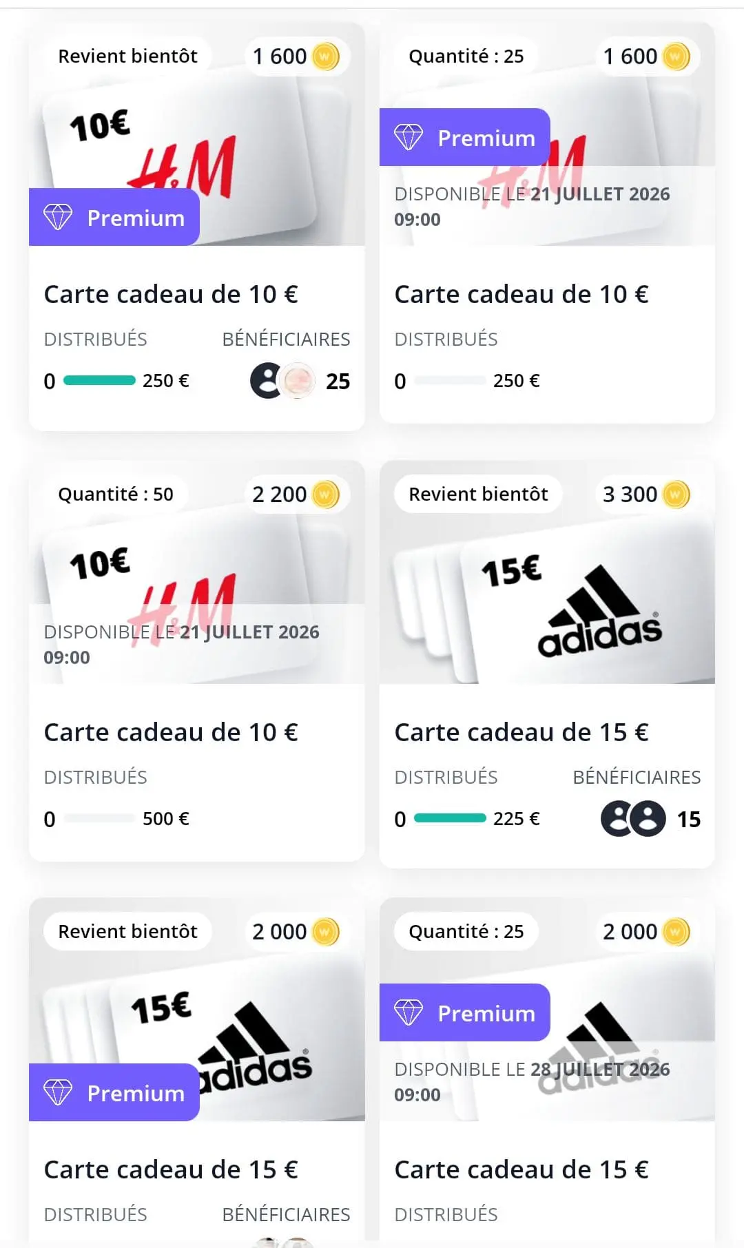 WeWard avis : combien gagne-t-on vraiment en marchant ? cartes cadeaux a gagner sur l application weward
