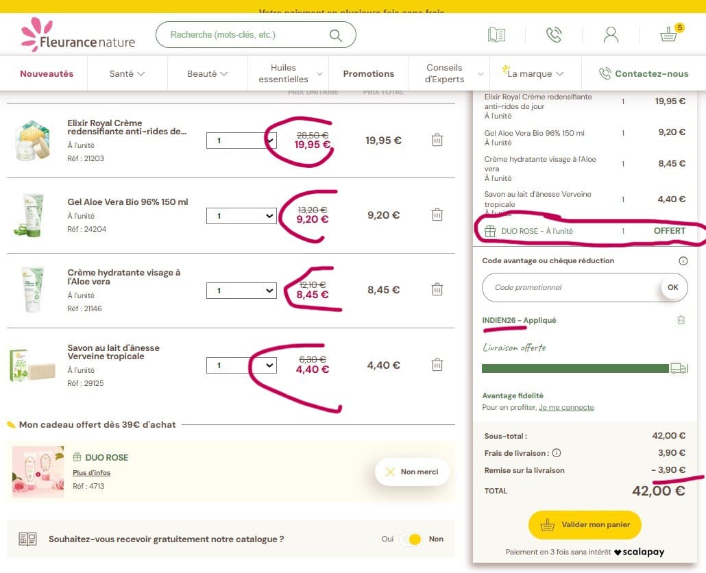 application et verification du fonctionnement du code promo fleurance nature de octobre 26 sur panier par copinesdebonsplans.fr