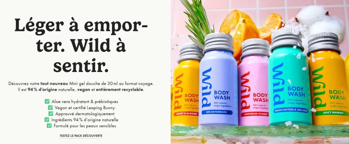 arguments de la marque wild concernant la composition du gel douche miniature wild