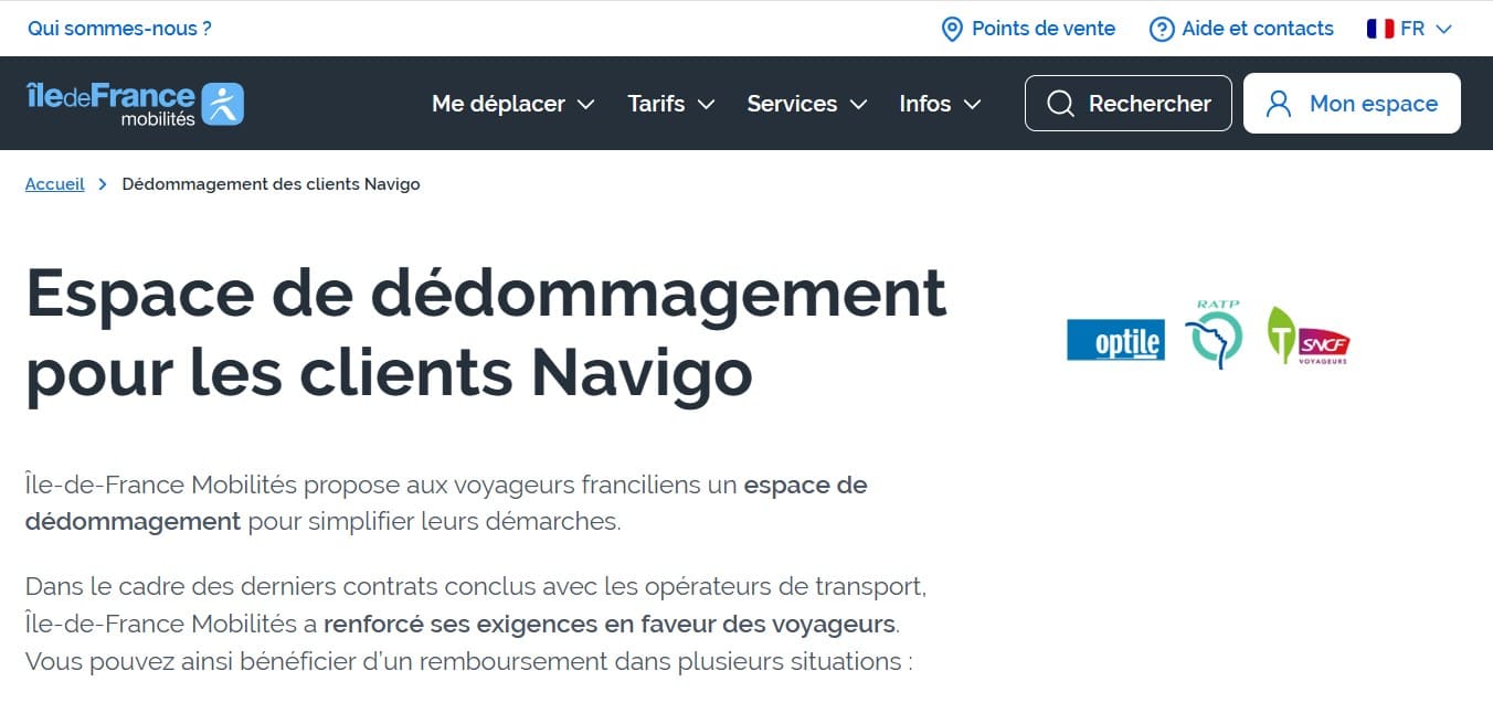 accueil espace dedommagement navigo ile de france mobilite