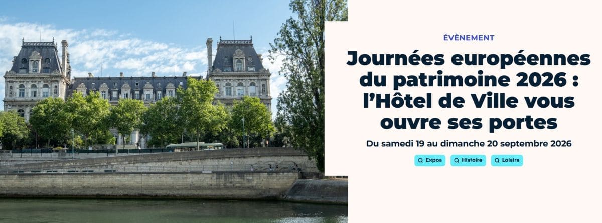 Journées européennes du patrimoine 2026 : mes idées de visites gratuites visite gratuite de l hotel de ville de paris pendant les journees europeennes du patrimoine
