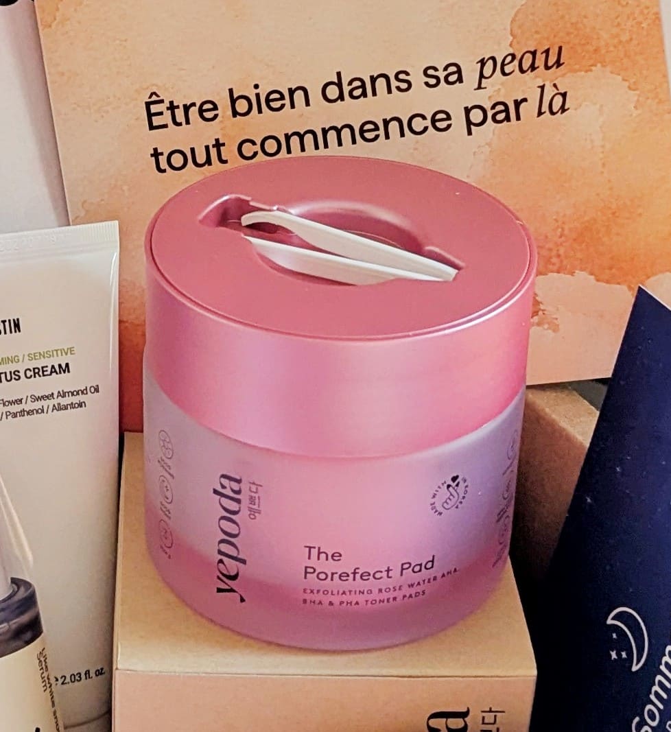 poreperfect pad yepoda dans la box by elle k-beauty skin cafeine