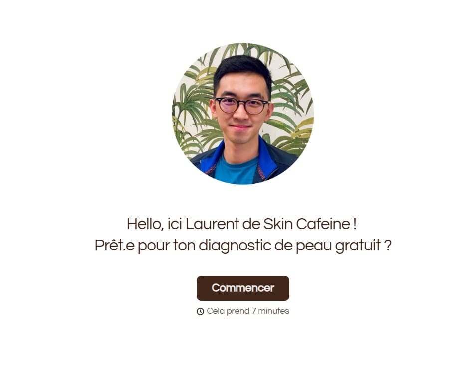 page d accueil du diagnostic de peau gratuit offert par skin cafeine