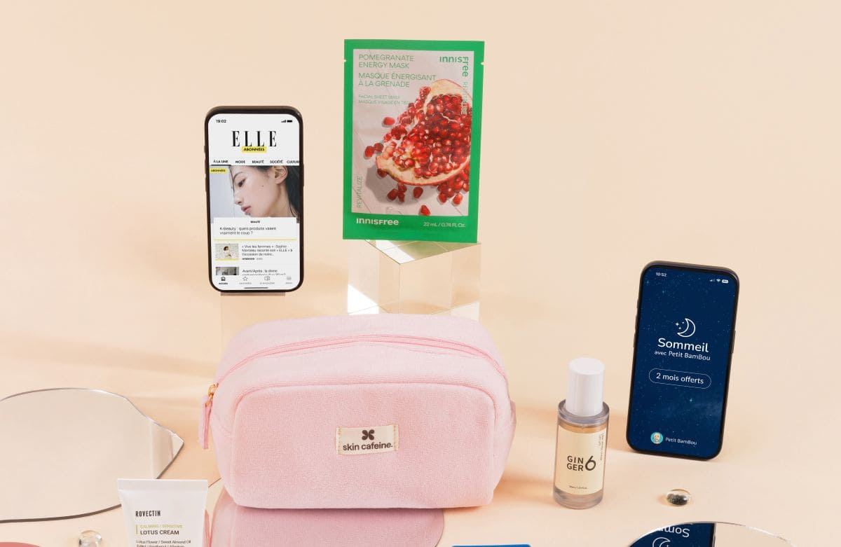 extras liefstyle contenus dans la box by elle k beauty skincafeine