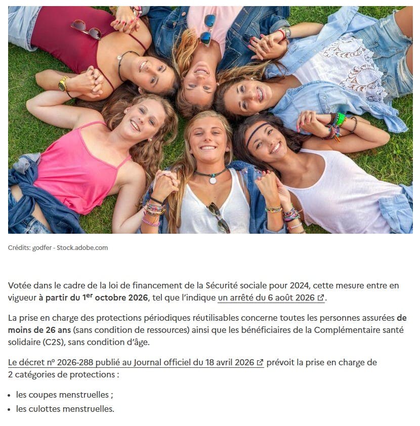 loi sur le remboursement par la securite sociale des protections menstruelles reutilisables