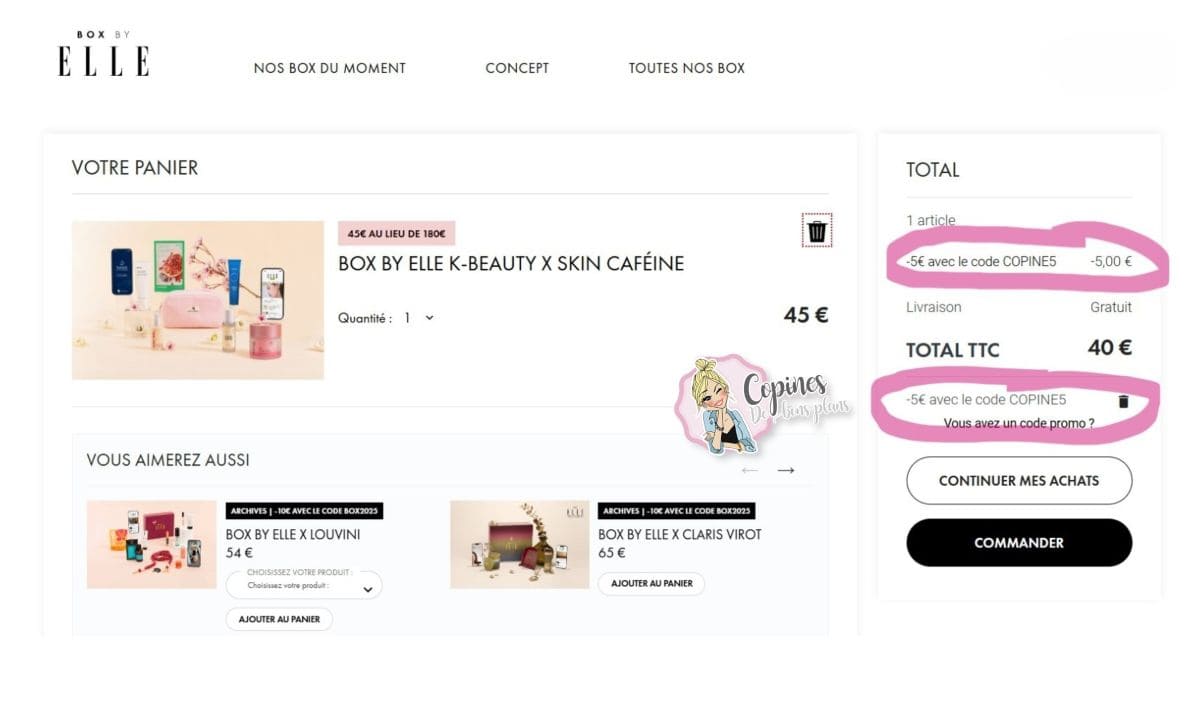 application du code promo copine5 valide par copinesdebonsplans.fr pour l achat de la box by elle k-beauty skin cafeine
