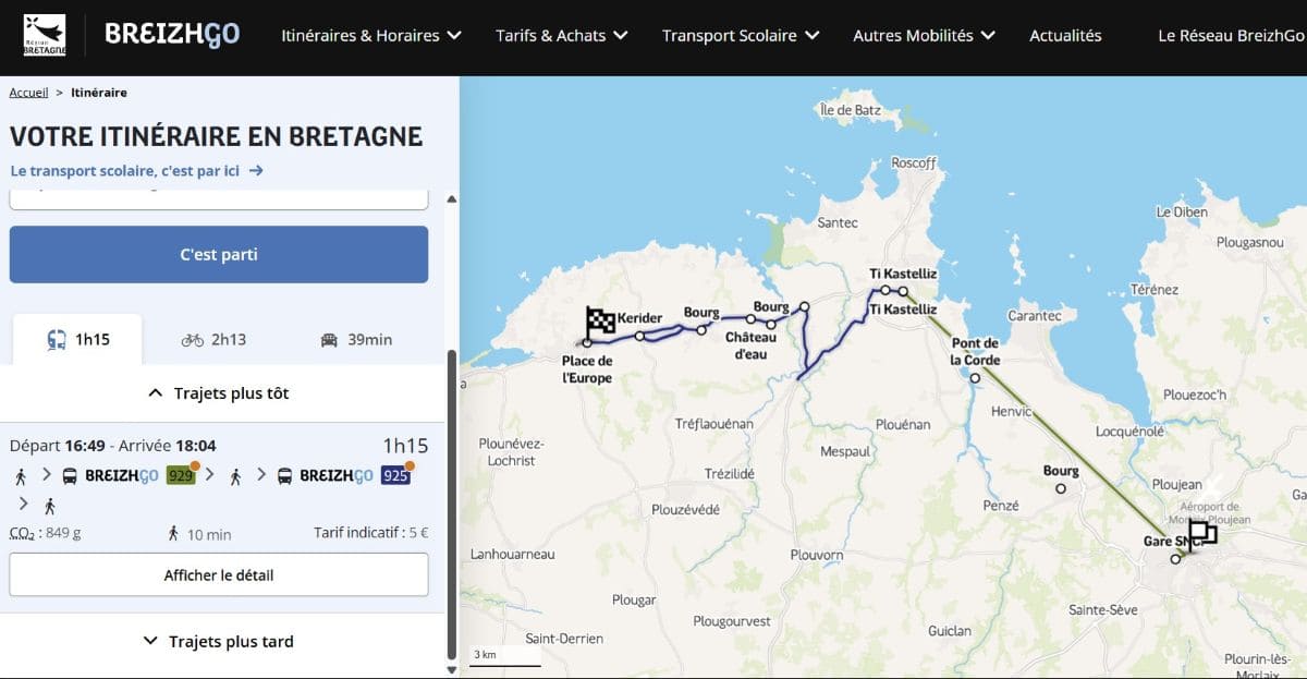 Transports en commun entre morlaix et plouescat
